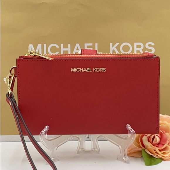 MICHAEL KORS LARGE DOUBLE ZIP WRISTLET  FLAME - Picture 2 of 16